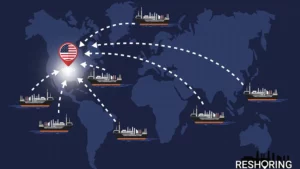 A map of the world with ships and a pin on it.