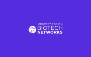 The logo for midwest biotech networks on a purple background.